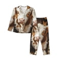 thumbnail image 1 of Vsdgher Rustic Cow Butterflies Champagne Pajamas Set Long Sleeve Sleepwear Womens Button Down Nightwear Pj Sets-XX-Large, 1 of 7