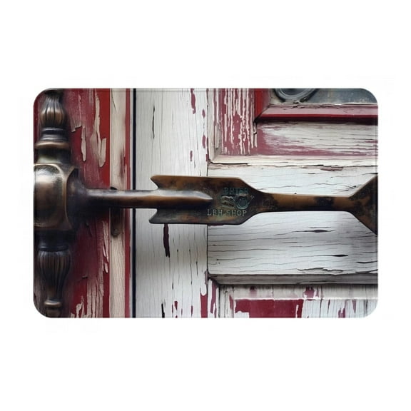 Vsdgher Rustic Door Handle Closeup Flannel Anti-Slip Floor Mat Comfort Mat Outdoor Rug, Indoor Outdoor Rugs for Home, Office, Laundry 16''x24''in