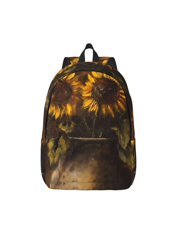 Rustic Sunflower Bouquet Print Canvas Backpack Travel Rucksack Unisex Knapsack 15.7/17.7Inch Laptop Backpack for Work,College -Small