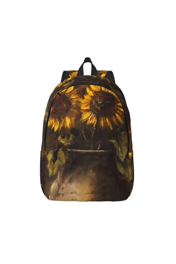 Rustic Sunflower Bouquet Print Canvas Backpack Travel Rucksack Unisex Knapsack 15.7/17.7Inch Laptop Backpack for Work,College -Small
