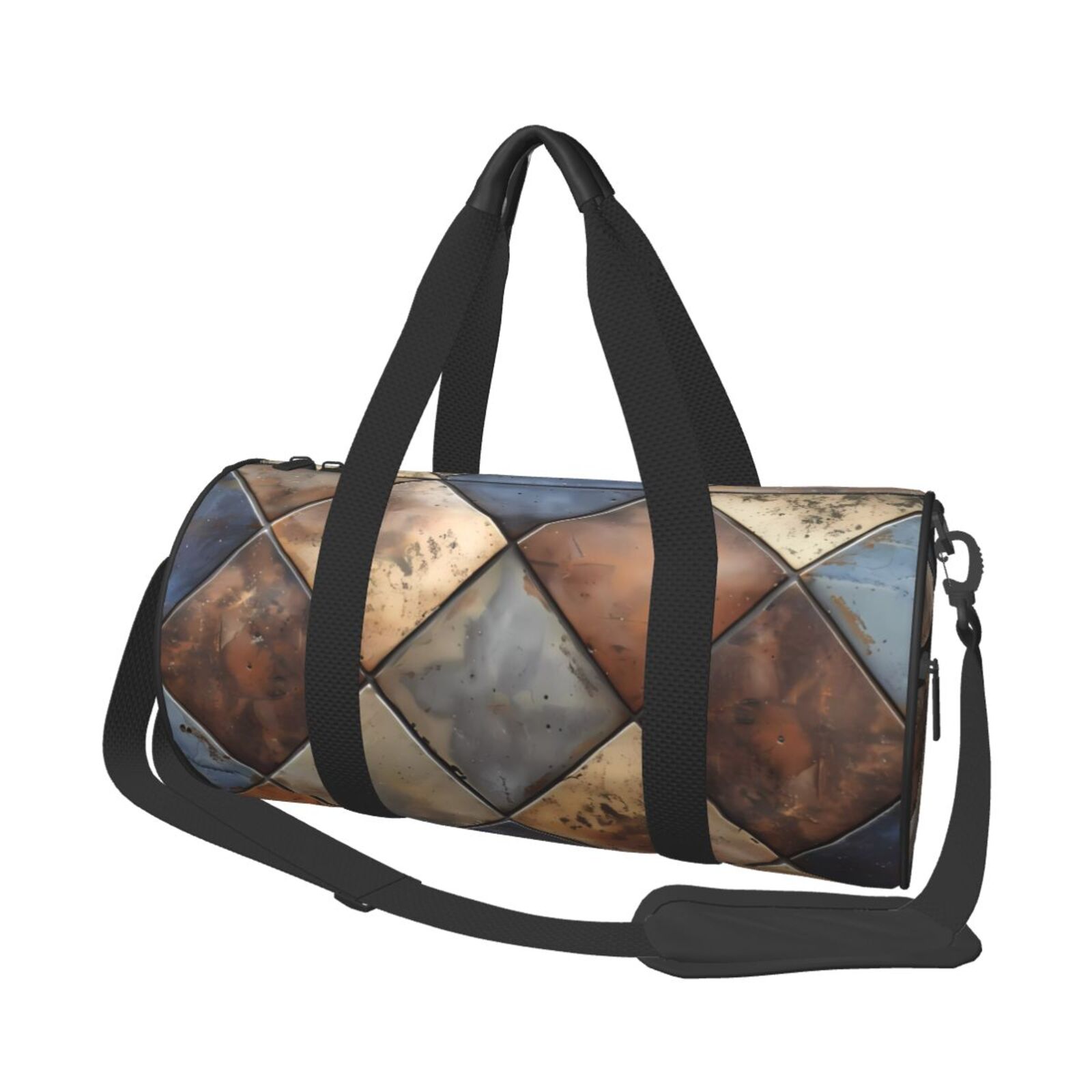 Vsdgher Rustic Tile Pattern 45L Foldable Duffel Bag, Sports Gym Bag,Overnight Bag, Portable Weekender Bag for Airplanes