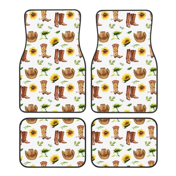 Vsdgher Rustic Western Charm Car Foot Mat Set of 4 Pieces Universal Floor Liner Car Accessories Fits Most Cars, Trucks, Vans, sedans, SUV