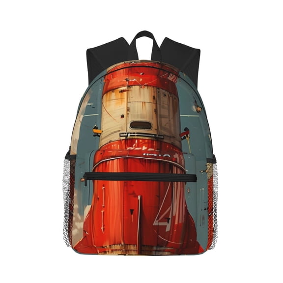 Vsdgher Rusty Rocket Launch Unisex Large Capacity Bookbag, Schoolbag, Casual Daypack for High School, College, Teens, Travel, Work