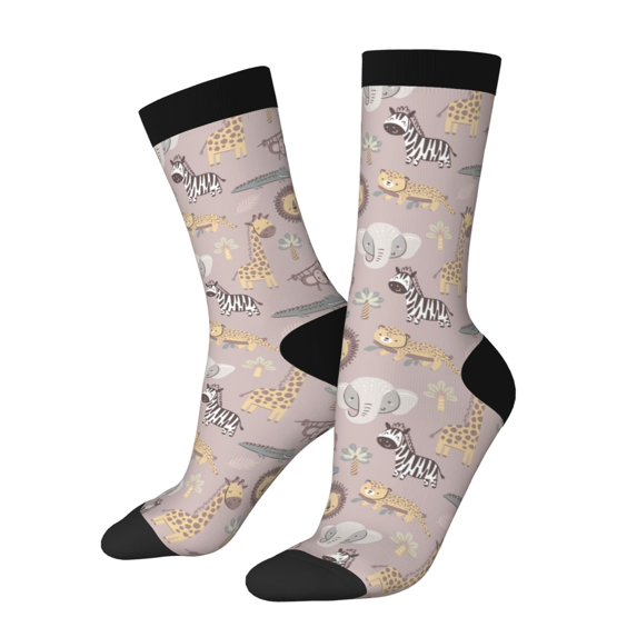 Vsdgher Safari Animals Crew Socks for Men & Women, Breathable Casual Athletic Ankle Socks
