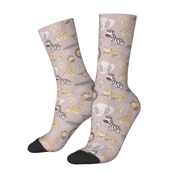 Vsdgher Safari Animals Crew Socks for Men & Women, Breathable Casual Athletic Ankle Socks