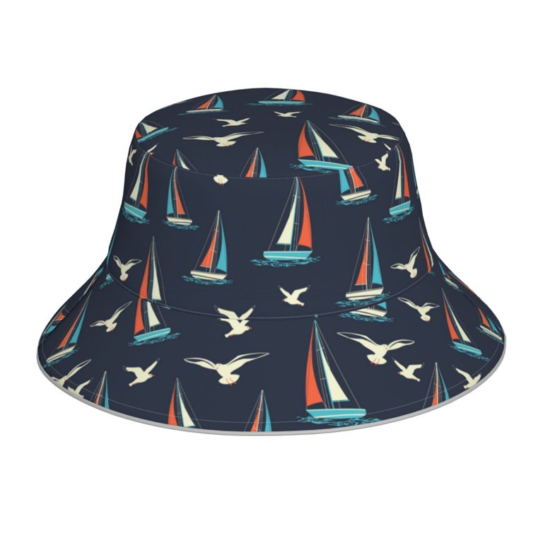 Vsdgher Sailboat And Seagull Print Bucket Hat for Men&Women  display picture 1