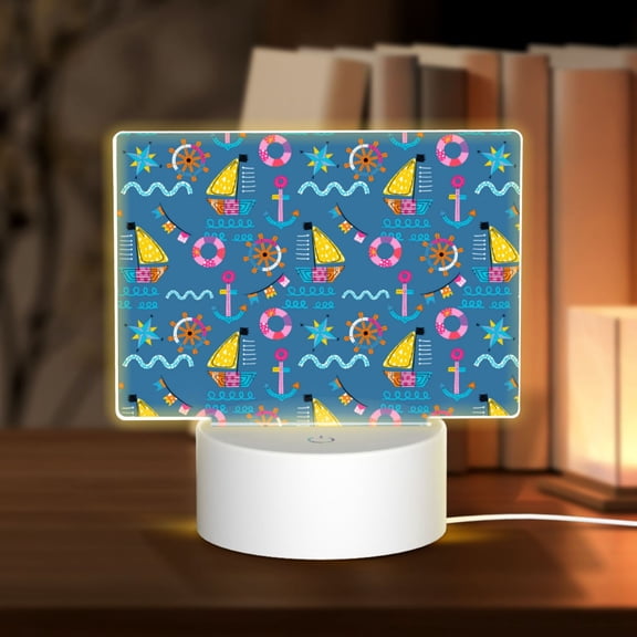 Vsdgher Sailboat With Sailing Rectangular Acrylic Night Light Acrylic Sleep Night Light Friend Gifts for Birthday Gifts for Women Teens Boys Girls