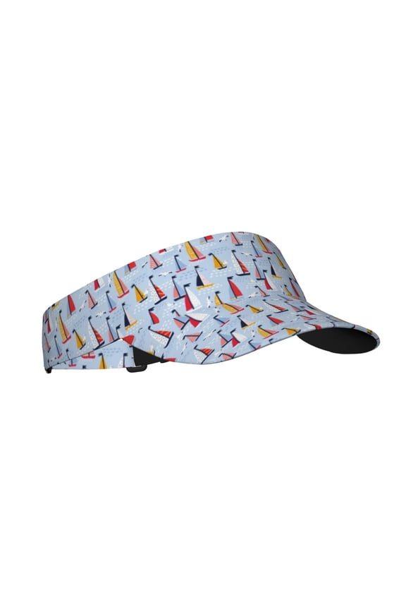 Sailboats And Seagulls Print Adult Sunscreen Visor Cap,1 Piece of Sport Sun Visor Hats Adjustable Sun Hat for Outdoor Activities Fits for Women and Men (One Size)