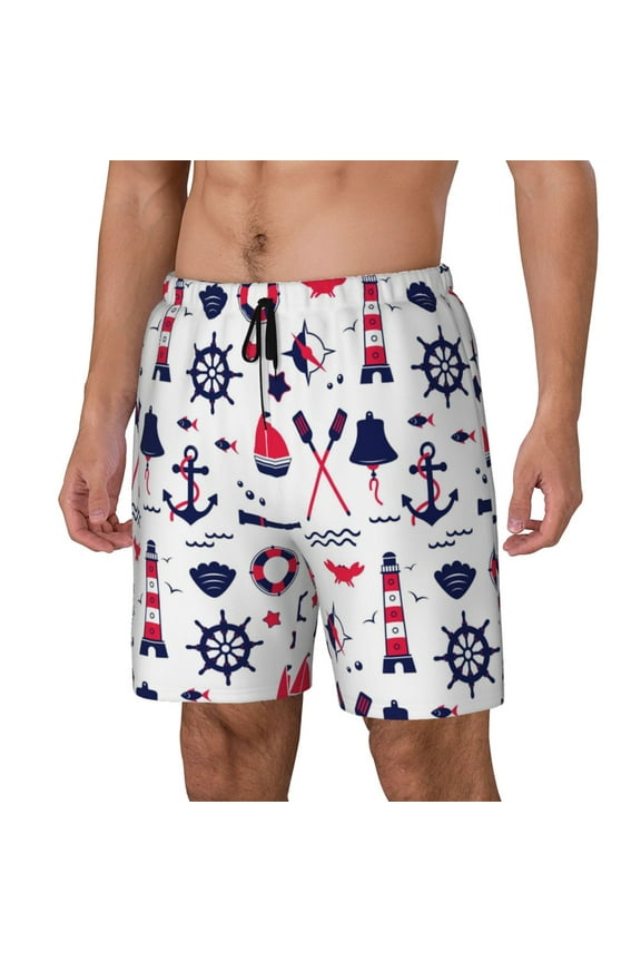 Sailing Marine Travel for Mens Swim Trunks with Compression Liner Swim Shorts Swim Suits Board Shorts-3X-Large