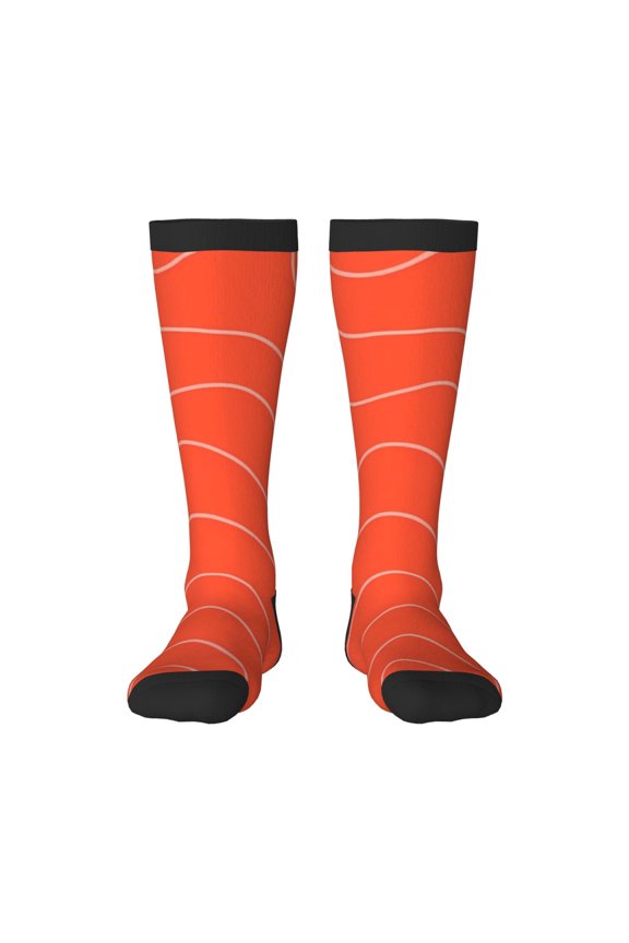 Salmon Fish Meat Knee Socks, High Socks Long Stretchy Sock Women Knee High Stocking, Long Socks for Women