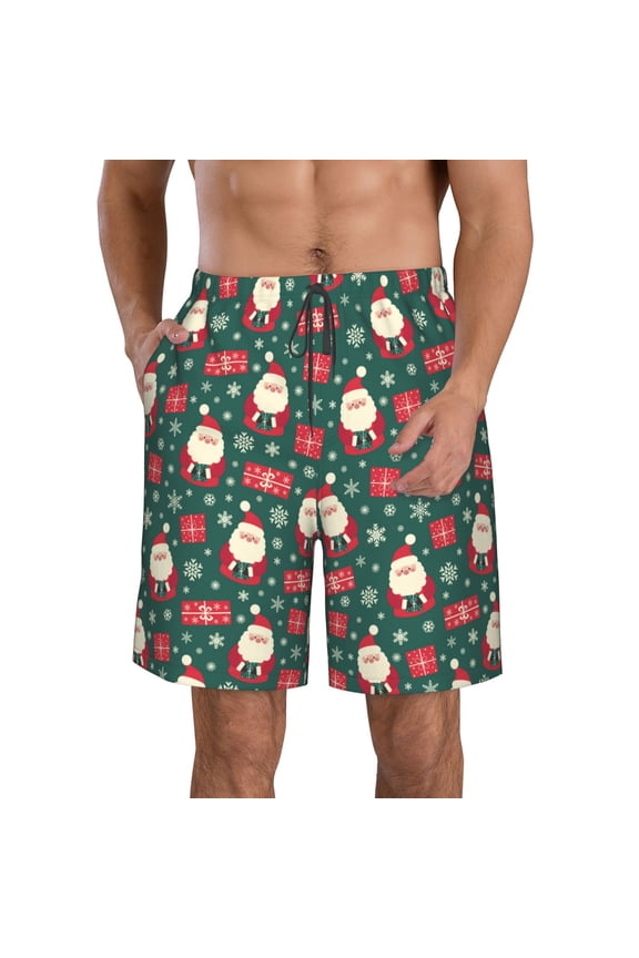 Santa Claus Men's Beach Shorts, Surfing shorts, Swim trunks, Quick Dry Swim Trunks for Surfing Beach Fun -Small