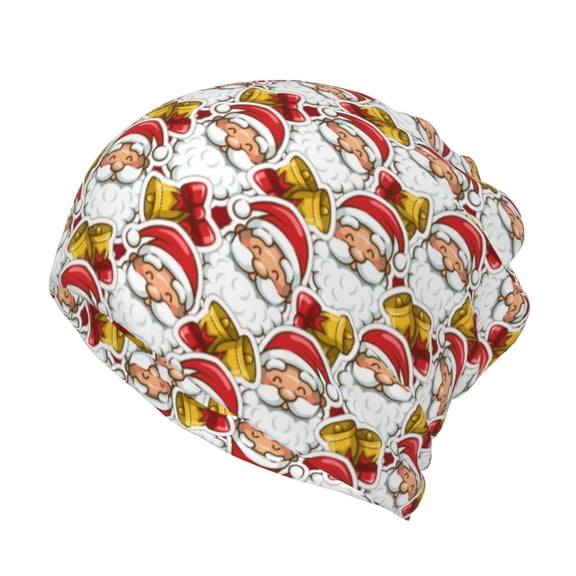 Vsdgher Santa Claus bells Slouchy Beanie Hat for Men/Women, Skull Cap Chemo Cap Night Sleeping Cap