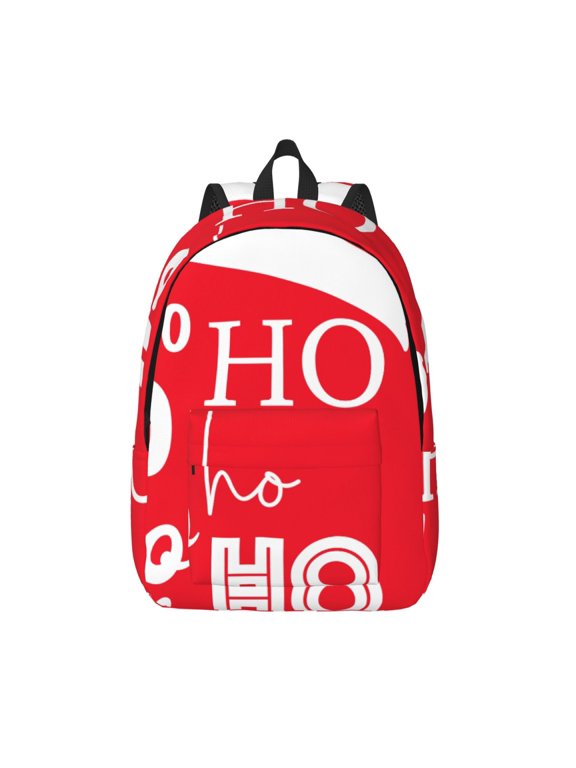 Saying Ho Ho Ho Print Canvas Backpack Travel Rucksack Unisex Knapsack 15.7/17.7Inch Laptop Backpack for Work,College -Medium