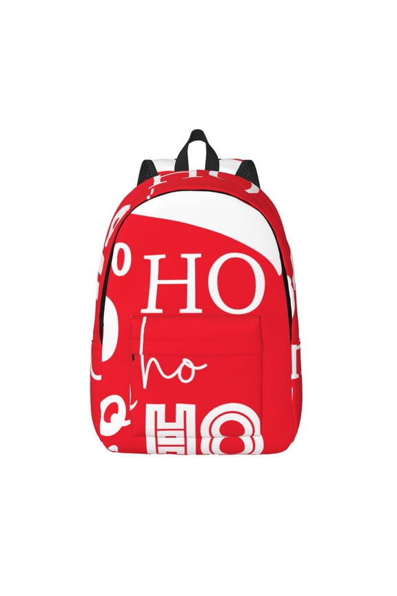 Saying Ho Ho Ho Print Canvas Backpack Travel Rucksack Unisex Knapsack 15.7/17.7Inch Laptop Backpack for Work,College -Small
