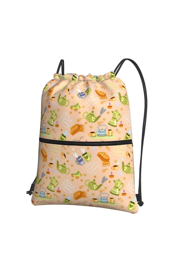 Scandinavian Style Hygge Drawstring Backpack Water Resistant String Bag Sports Sackpack Gym Sack for Men Women