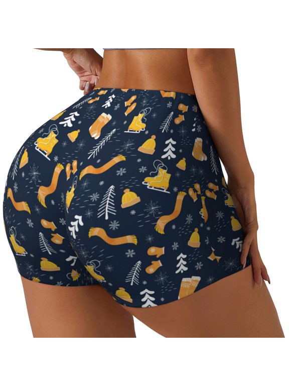 Scarf Ski Shoes sock Workout Shorts for Women Seamless Soft Smooth Gym Yoga Scrunch Active Exercise Fitness Shorts-Medium