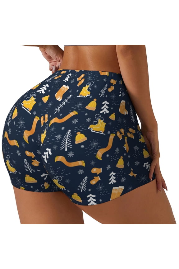 Scarf Ski Shoes sock Workout Shorts for Women Seamless Soft Smooth Gym Yoga Scrunch Active Exercise Fitness Shorts-Medium