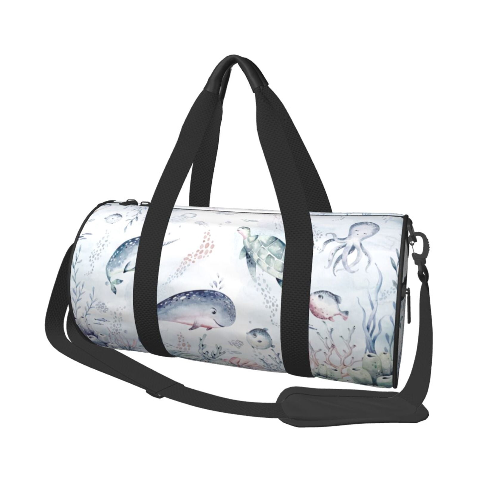 Vsdgher Sea Animals 45L Foldable Duffel Bag, Sports Gym Bag,Overnight Bag, Portable Weekender Bag for Airplanes