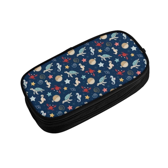 Vsdgher Sea Creatures Print Large Capacity Pencil Case Pouch with Zipper, Portable Aesthetic Big Capacity Pencil Cases Pen Office Travel Stationery Bag