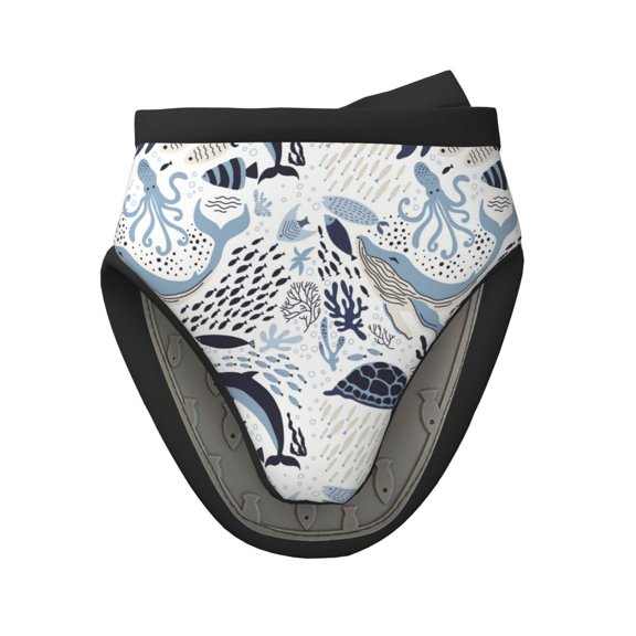 Vsdgher Sea Life Elements Non-Slip Mini Oven Mitt Set, Short Oven Mitts for Baking Grilling Barbecue Microwave, 5.9"x5.9"in