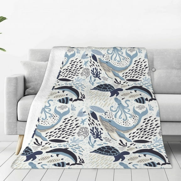 Vsdgher Sea Life Elements Ultra-Soft Micro flannel Blanket Throw Blankets for Couch Sofa, Bed (4 sizes)-40"x30"
