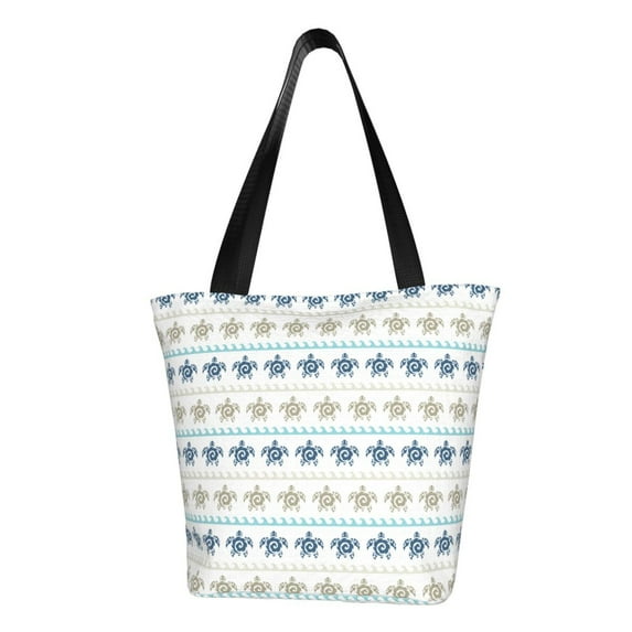 Vsdgher Sea Turtle print Reusable Shopping Grocery Bags for Women Shopping with Pouch Foldable Pouch Lightweight Polyester Fabric