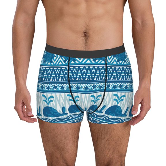 Vsdgher Sea Underwater Animals Pattern Men's Boxer Brief Underwear,Soft Funny Underwear for Men-Large