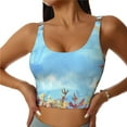 thumbnail image 1 of Vsdgher Sea and Fish Print Women Sleeveless Athletic Tank Top Built-in Bra Camisole Sports Vest for Yoga Running Fitness Exercise with Removable Pads, 1 of 8