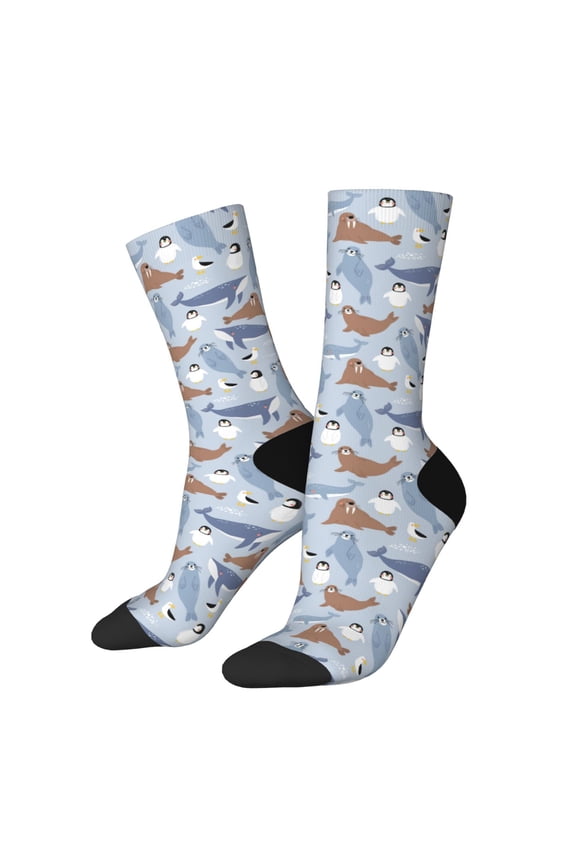 Seal Fox Seagull Whales Crew Socks for Men & Women, Breathable Casual Athletic Ankle Socks