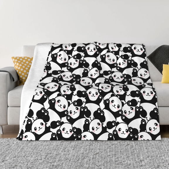 Vsdgher Seamless Pattern Cute Panda Pattern Fleece Throw Blanket, Horizontal Fleece Bedding Home Decor for Couch & Bed All Season Use -40"x30"