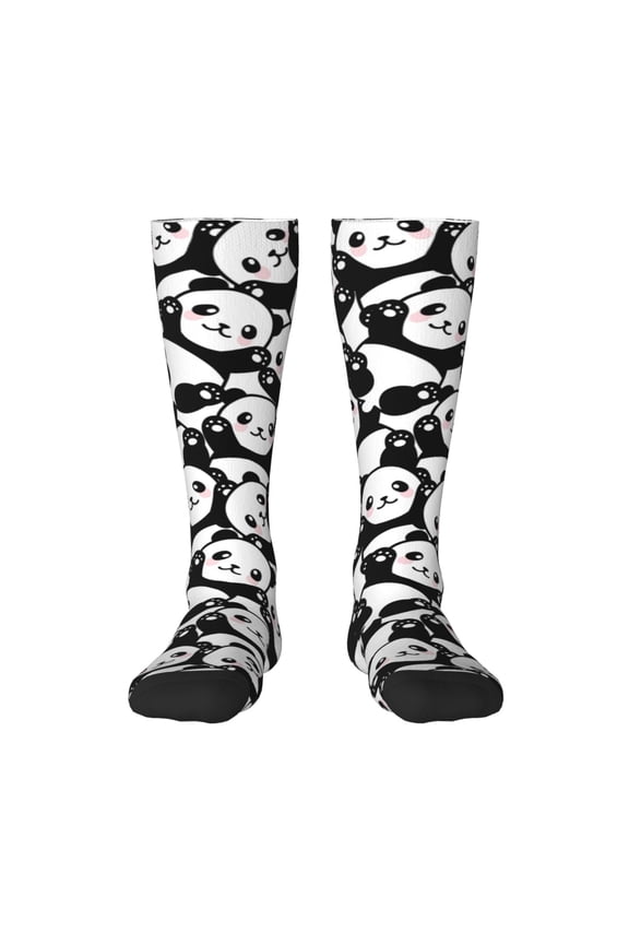 Seamless Pattern Cute Panda Print Thigh High Socks Extra Long Stretchy Sock Women Over Knee High Opaque Stocking Daily Wear