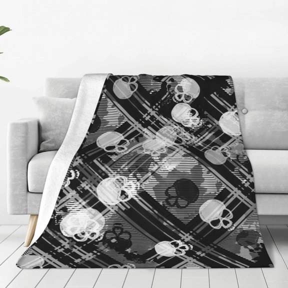 Vsdgher Seamless Pattern With Skulls Ultra-Soft Micro flannel Blanket Throw Blankets for Couch Sofa, Bed (4 sizes)-40"x30"