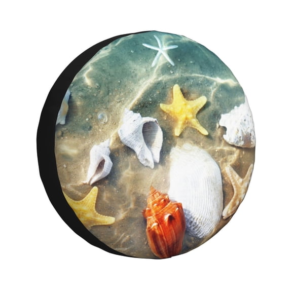 Vsdgher Seashell On The Beach for Spare Tire Cover, Tire Wheel Protector Wheel Cover Fit for Truck,Trailer,RV,SUV,Camper and Most Vehicle-15 inch