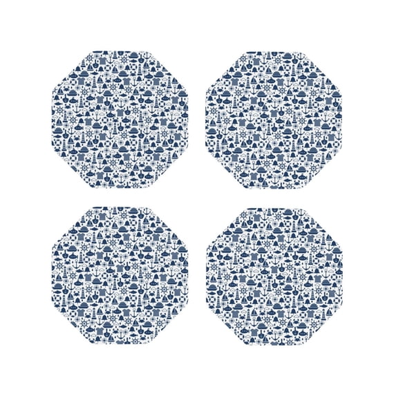 Vsdgher Seaside Primary Color Leather Coasters for Drinks, Durable Drink Coasters 4 Set for Tabletop Protection, Luxurious Home Décor and Housewarming Gift ( {designName})Octagon