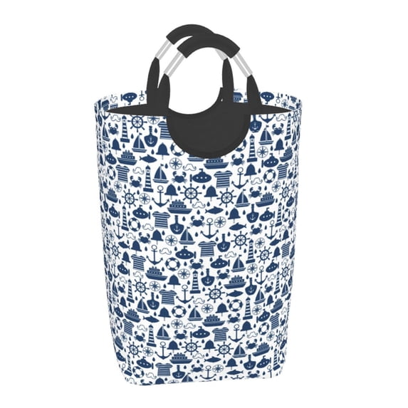 Vsdgher Seaside Primary Color Print Square Laundry Bag Large Collapsible Dirty Clothes Bags With Handles Waterproof Essentials Storage For College Dorm, Family