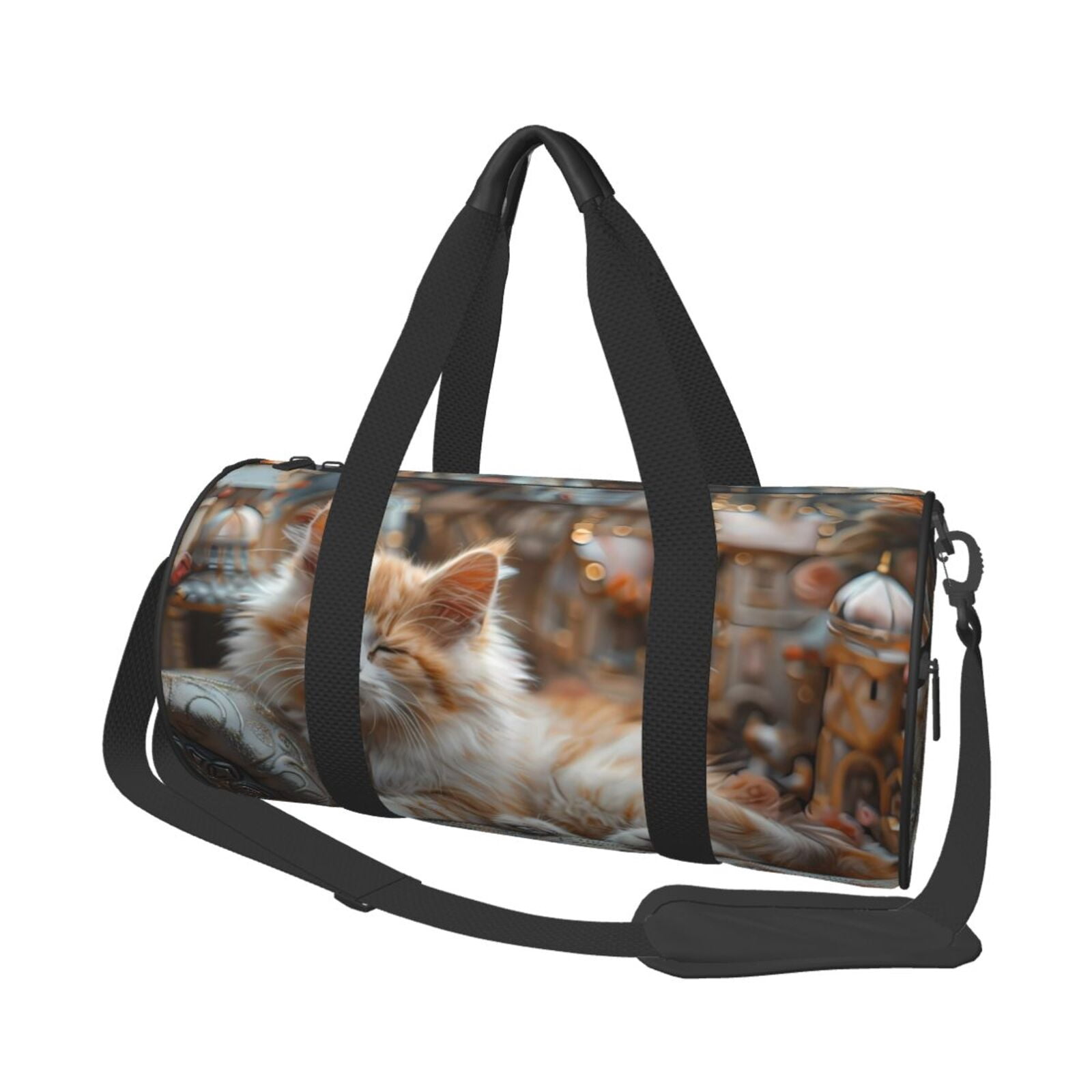 Vsdgher Serene Kitten Kingdom 45L Foldable Duffel Bag, Sports Gym Bag,Overnight Bag, Portable Weekender Bag for Airplanes
