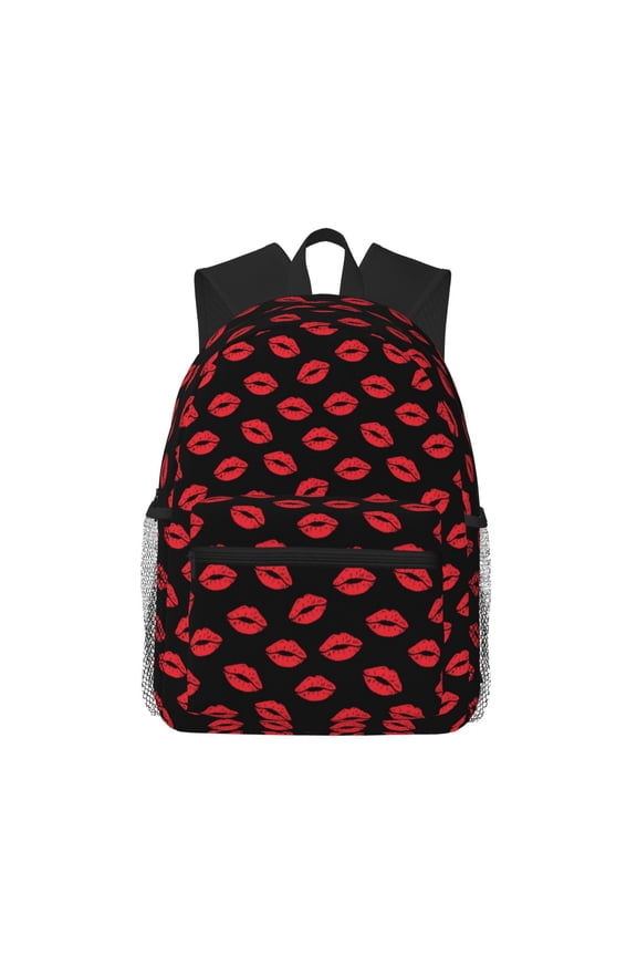 Sexy Red Lips Kiss Unisex Large Capacity Bookbag, Schoolbag, Casual Daypack for High School, College, Teens, Travel, Work