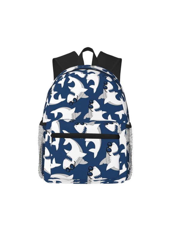 Shark Print Unisex Large Capacity Bookbag Schoolbag Casual Daypack for High School/College/Teens/Travel/Work