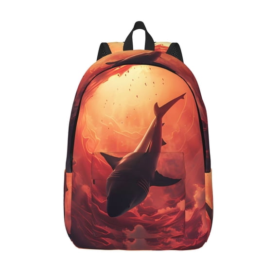 Vsdgher Shark Underwater Vortex Print Canvas Backpack Travel Rucksack Unisex Knapsack 15.7/17.7Inch Laptop Backpack for Work,College -Small