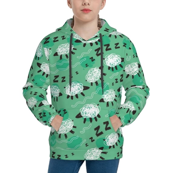 Vsdgher Sheep Zzz Hoodie Youth Classic Hooded Pullover Sweatshirts Essentials Hoodie for Children (s-xl)-Large