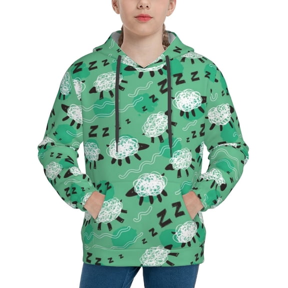 Vsdgher Sheep Zzz Hoodie Youth Classic Hooded Pullover Sweatshirts Essentials Hoodie for Children (s-xl)-Large