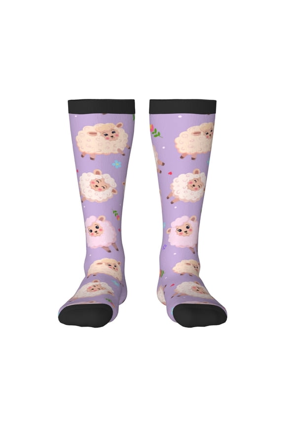 Sheeps Print Thigh High Socks Extra Long Stretchy Sock Women Over Knee High Opaque Stocking Daily Wear