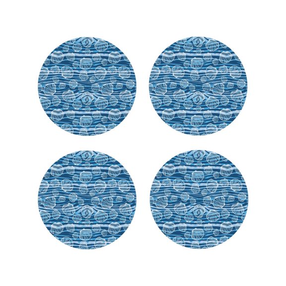 Vsdgher Shell Leather Coasters for Drinks, Durable Drink Coasters 4 Set for Tabletop Protection, Luxurious Home Décor and Housewarming Gift ( {designName})Round Shape