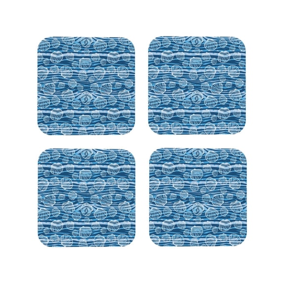 Vsdgher Shell Leather Coasters for Drinks, Durable Drink Coasters 4 Set for Tabletop Protection, Luxurious Home Décor and Housewarming Gift ( {designName})Square