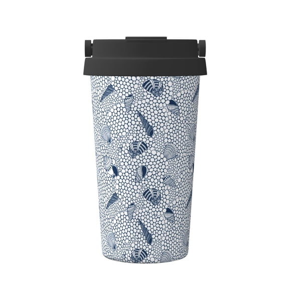 Vsdgher Shells And Sand Coffee Mug Pobtable To Stainless Steel Coffee Tumbler Coffee Cups with Lids Thermos for Hot and Cold Drink