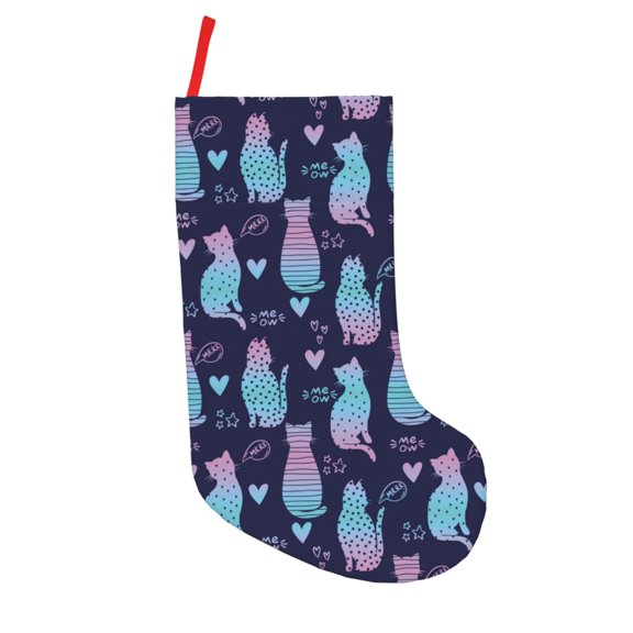 Vsdgher Silhouette Cats Christmas Stockings 18 inch Large Kids Stocking Bags Hanging Socks for Christmas Decor Decorations