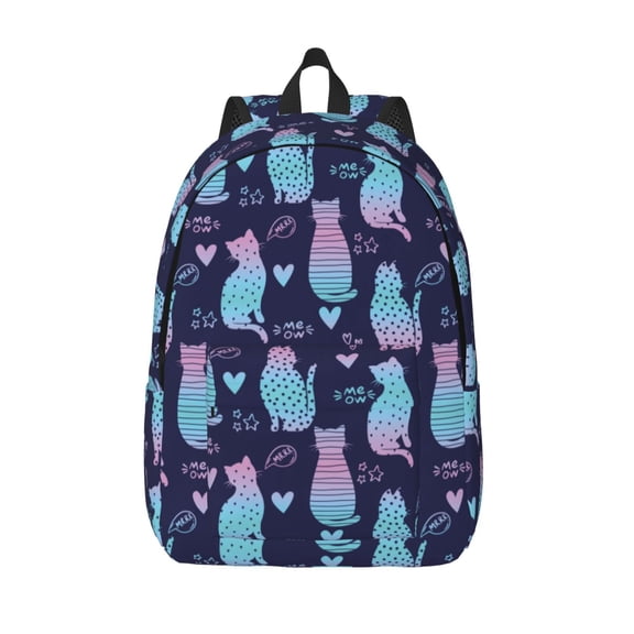 Vsdgher Silhouette Cats Print Canvas Backpack Travel Rucksack Unisex Knapsack 15.7/17.7Inch Laptop Backpack for Work,College -Small