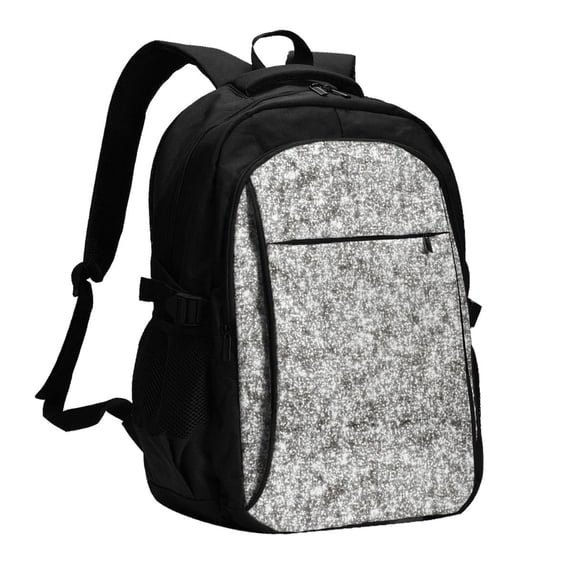 Vsdgher Silver Glitter Print Travel Laptop Backpack, Laptops Backpack with USB Charging Port, Water Resistant Computer Bag Gift for Men & Women