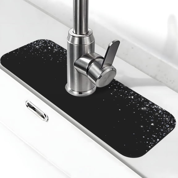 Vsdgher Silver Glitter1 Kitchen Sink Splash Guard Faucet Mat -1 PC Super Absorbent Fast Drying Mat Sink Gadgets-Splash, Bathroom,Sink Mat,(15" X 5.5" )