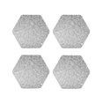 thumbnail image 1 of Vsdgher Silver Mosaic Leather Coasters for Drinks, Durable Drink Coasters 4 Set for Tabletop Protection, Luxurious Home Décor and Housewarming Gift-Hexagon, 1 of 6